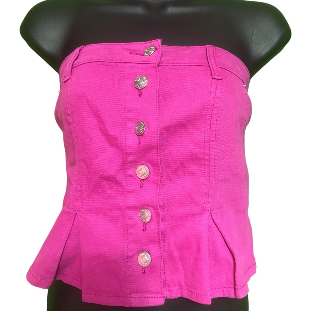 Forever 21 Hot Pink Denim Button-Up Top